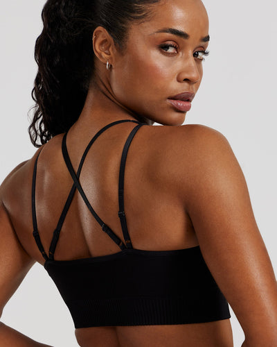 Power Seamless Adjustable Sports Bra | Black