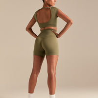 Motion Seamless Open Back Short Sleeve Crop Top | Willow