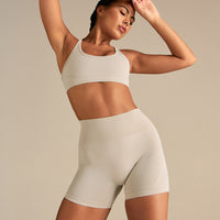 Define 2.0 High Waist Scrunch Shorts 4" | Stone
