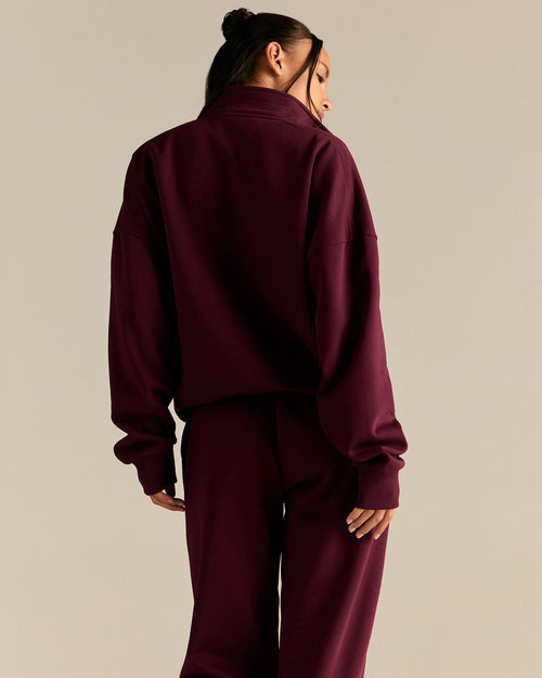 Comfort Outdoor 1/4 Zip Graphic Sweat | Merlot