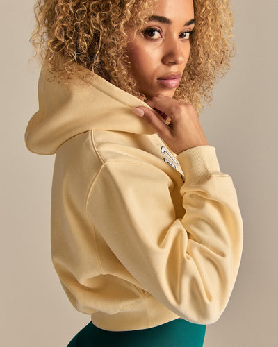 Comfort Cropped Sports Club Hoodie | Buttercup