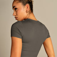 Comfort Ribbed Cropped T-Shirt | Slate Grey (3/6)