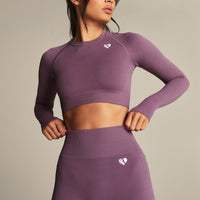 Power Seamless Long Sleeve Crop Top | Dusk Plum