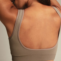 Power Seamless Open Back Mini Bra | Taupe Grey