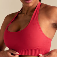 Power Seamless Halter Neck Bra | Spicy Red