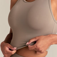 Essential Crop Tank Top | Taupe Grey