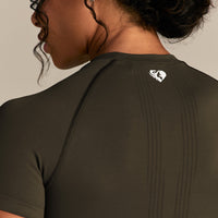 Power Short Sleeve Crop Top | Dark Olive (3/8)