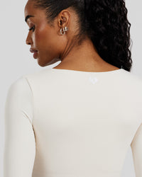 Essential Long Sleeve Built-In Bra Top | Off White