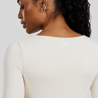 Essential Long Sleeve Built-In Bra Top | Off White