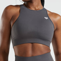 Power Seamless High Neck Bra | Graphite