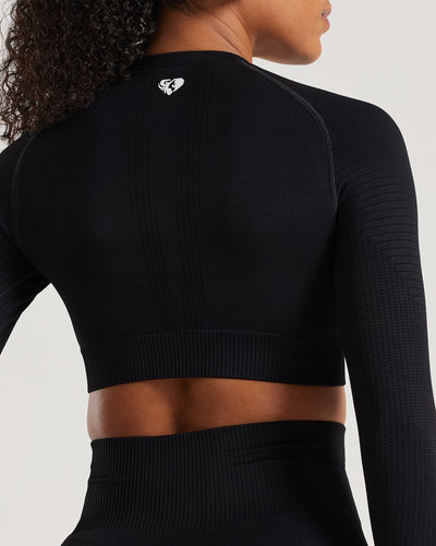 High neck full sleeve crop top best sale