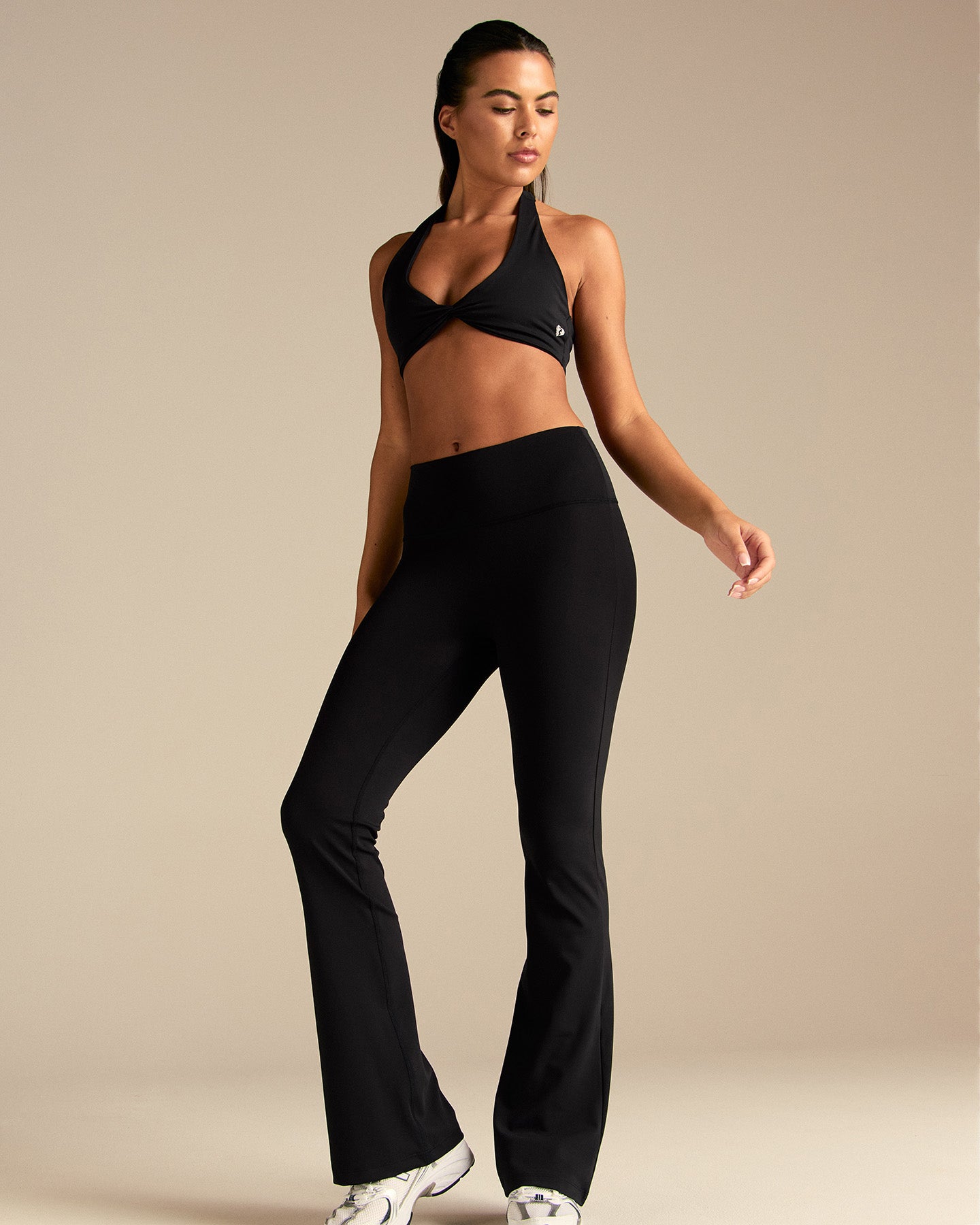 Essential Twist Front Halter Bra | Black