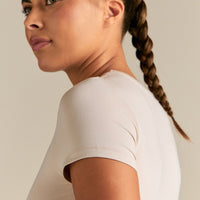 Smooth Contour Midi Short Sleeve T-Shirt | Stone