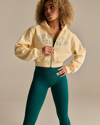 Comfort Cropped Sports Club Hoodie | Buttercup