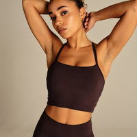 Essential Built-In Bra Crop Tank Top | Cafe Noir