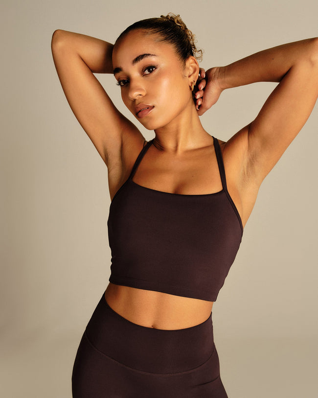 Essential Built-In Bra Crop Tank Top | Cafe Noir