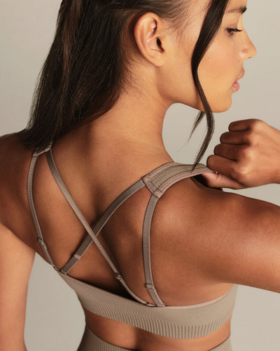Power Seamless Adjustable Sports Bra | Taupe Grey