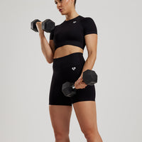 Power Seamless Short Sleeve Crop Top | Black