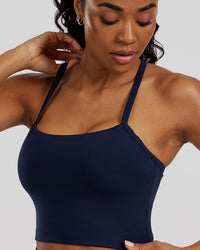 Essential Built-In Bra Crop Tank Top | Sapphire Blue