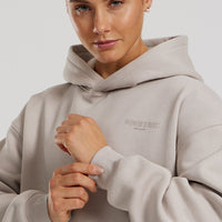 Comfort Oversized Statement Graphic Hoodie | Stone