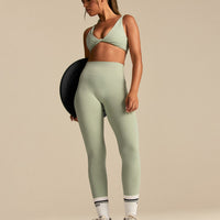 Power Enhanced High Waist Leggings | Calming Green (4/6)