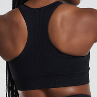 Power Seamless High Neck Bra | Black