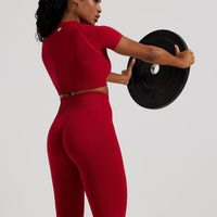 Power Short Sleeve Crop Top | Chilli Red