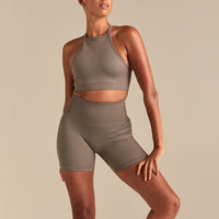 Motion Seamless Racer Front Bra | Taupe Grey