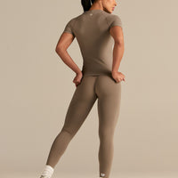 Power Seamless Short Sleeve Top | Taupe Grey