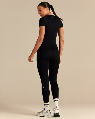 Power Seamless Short Sleeve Top | Black