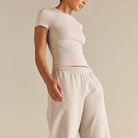 Smooth Contour Midi Short Sleeve T-Shirt | Stone