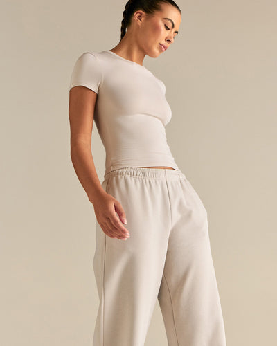 Smooth Contour Midi Short Sleeve T-Shirt | Stone