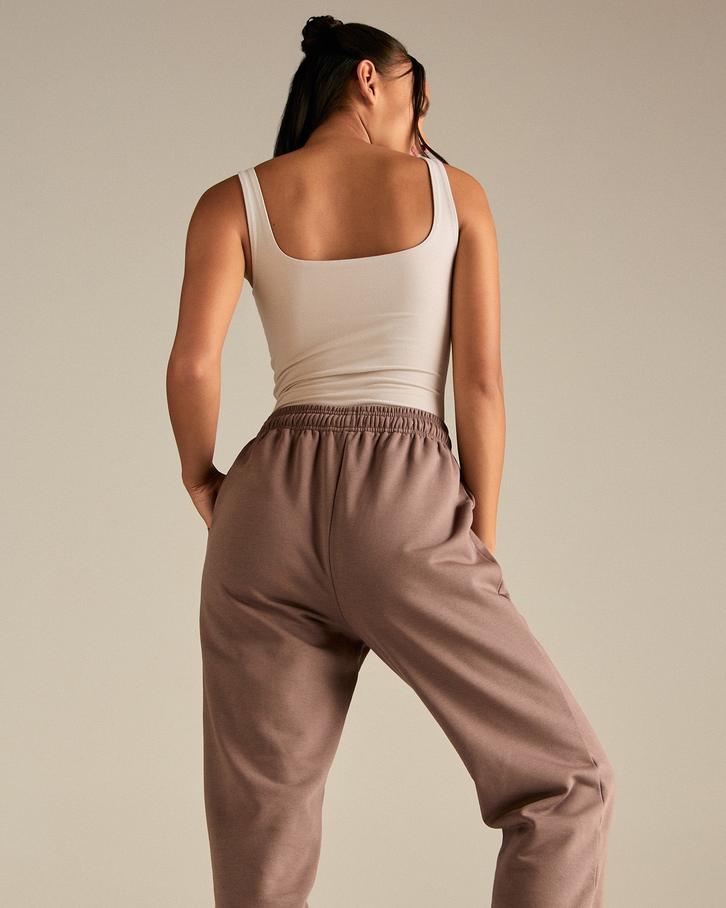 Smooth Contour Midi Square Neck Tank | Stone