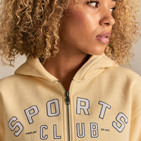 Comfort Cropped Sports Club Hoodie | Buttercup