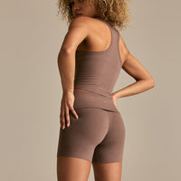Cotton Contour Racer Tank | Mocha