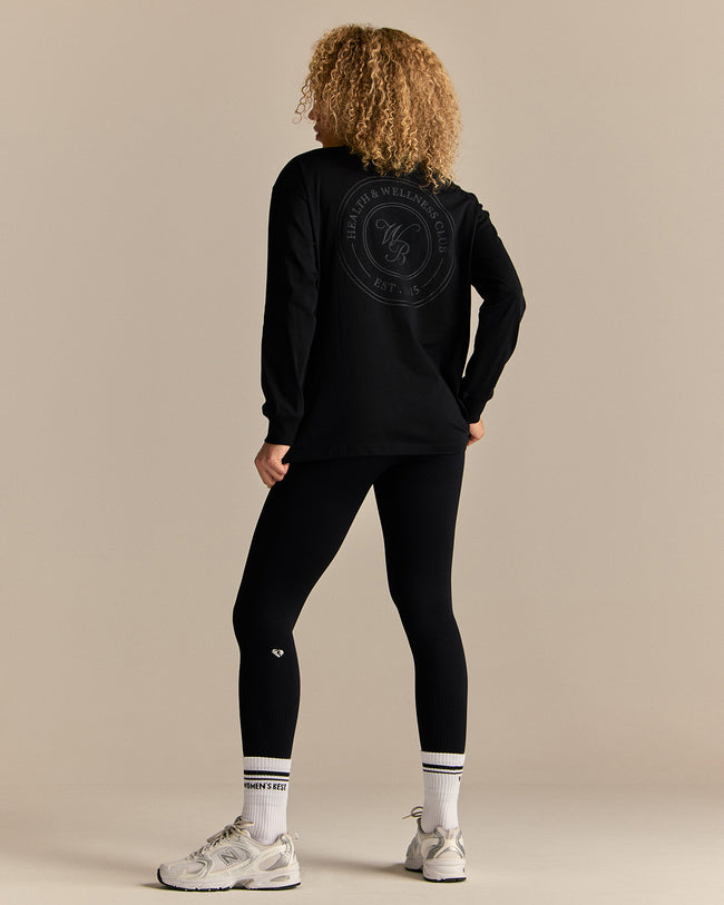 Comfort WB Logo Oversized Long Sleeve T-Shirt | Black