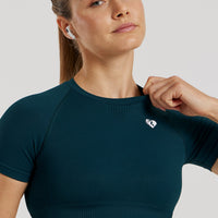 Power Seamless Short Sleeve Crop Top | Dark Moss