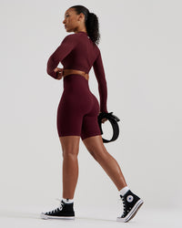 Power Seamless Long Sleeve Crop Top | Dark Cherry