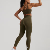 Power Seamless Sports Bra | Khaki