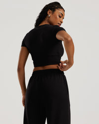 Comfort Ribbed Cropped T-Shirt | Black