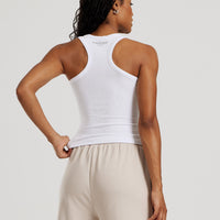 Comfort Ribbed Midi Tank | White