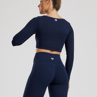 Essential Long Sleeve Built-In Bra Top | Sapphire Blue