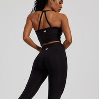 Essential Built-In Bra Crop Tank Top | Black