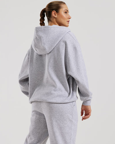 トップス broader BASIC SWEAT ZIP HOODIE OVY KAJA Relaxed-Fit Full-Zip Hoodie - Heather Grey | October's Very Own