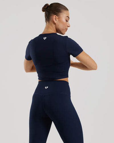 Essential Cropped Short Sleeve Tee | Sapphire Blue