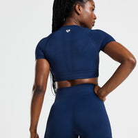 Power Seamless Short Sleeve Crop Top | Sapphire Blue