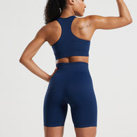 Power Seamless High Neck Bra | Sapphire Blue