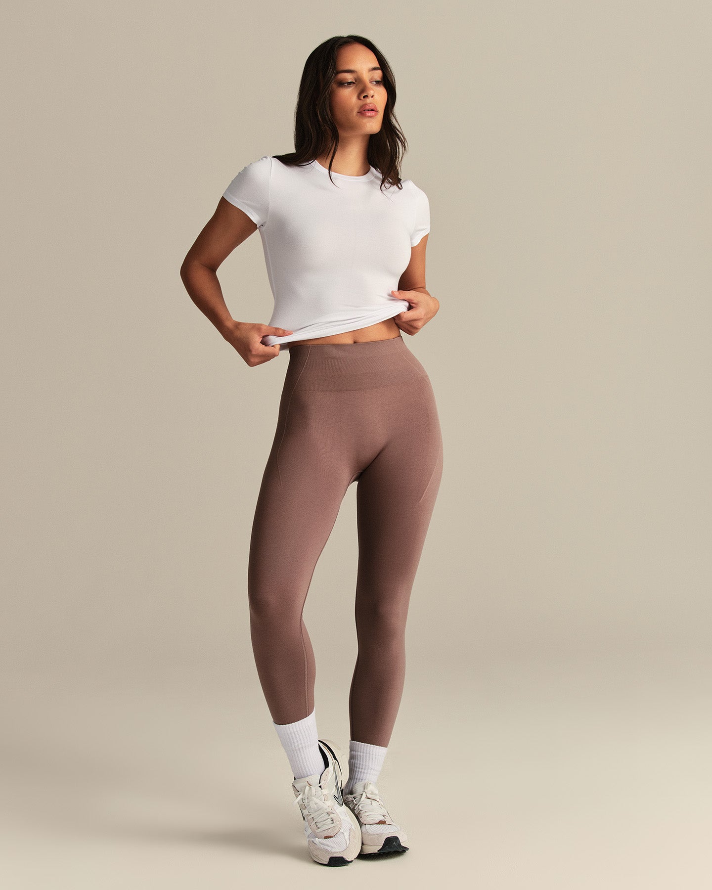 Smooth Contour Midi Short Sleeve T-Shirt | White