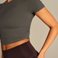 Comfort Ribbed Cropped T-Shirt | Slate Grey (6/6)