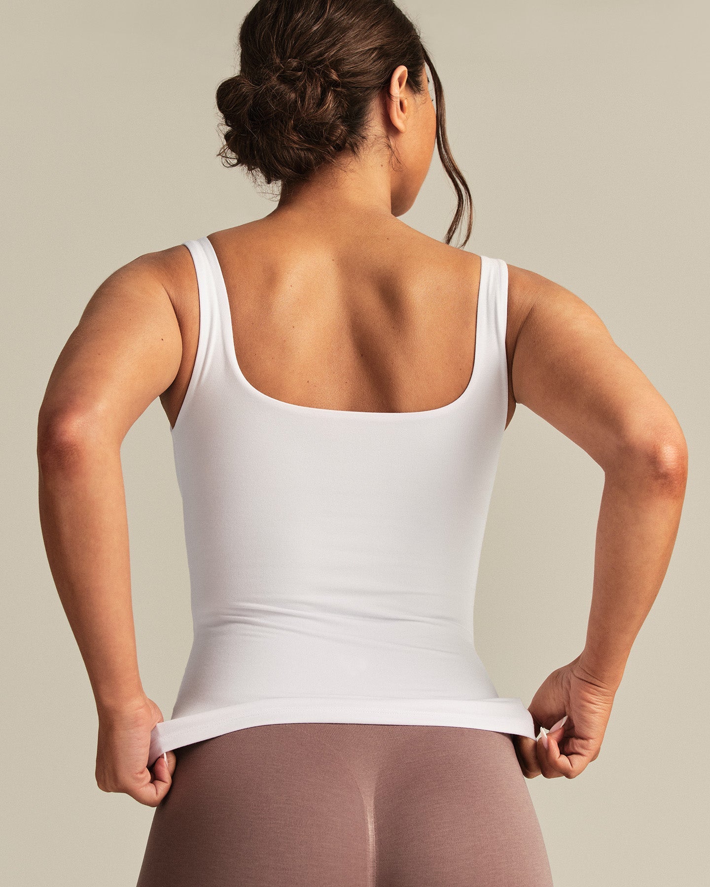 Smooth Contour Midi Square Neck Tank | White
